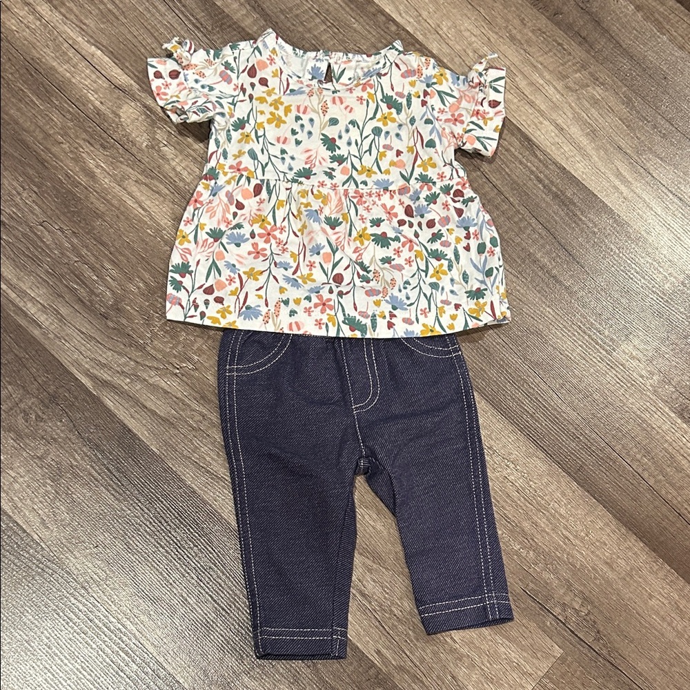 Carter’s Floral Baby Top and Jeggings Pants Set - 3 Months